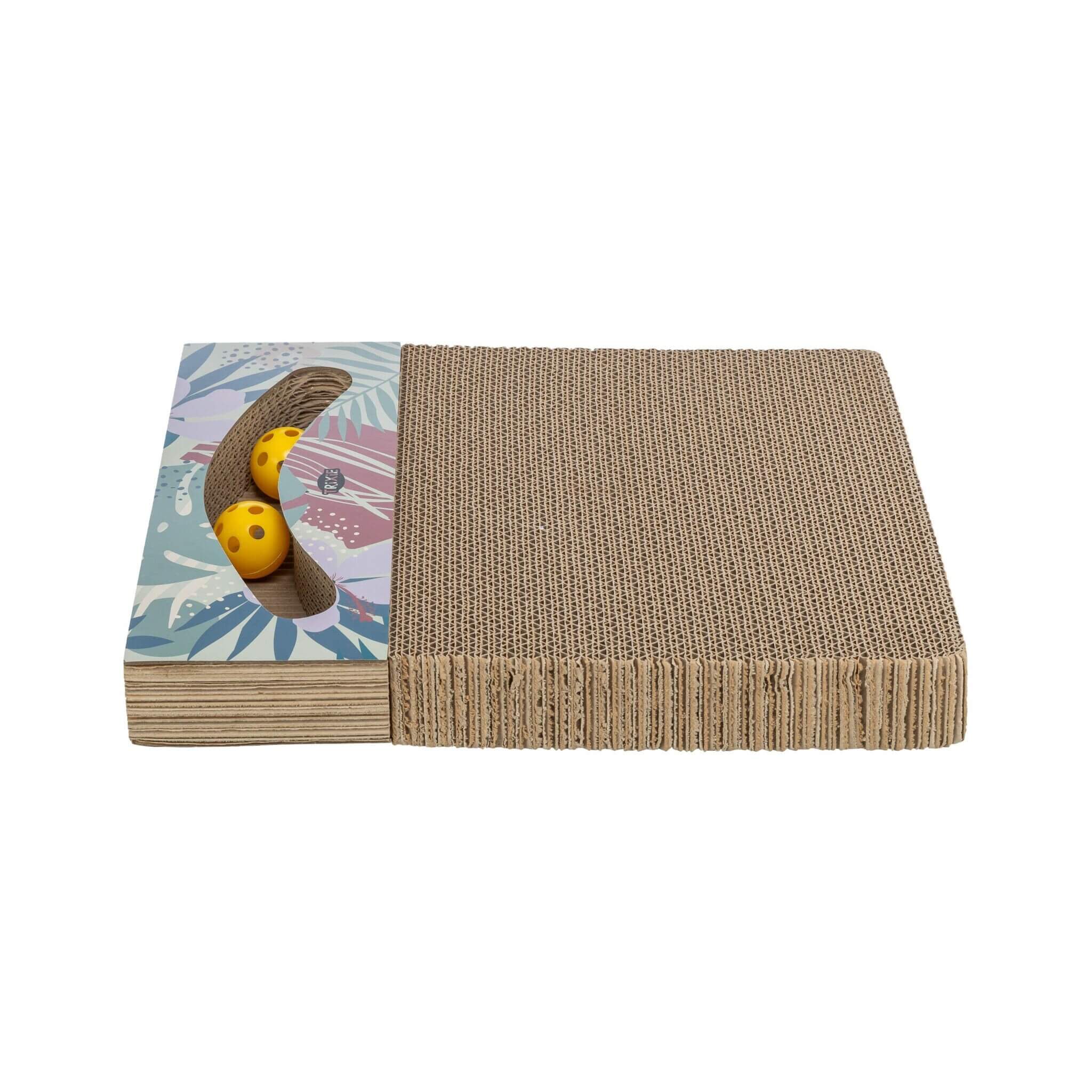 Cardboard scratcher with toys 38×30 cm