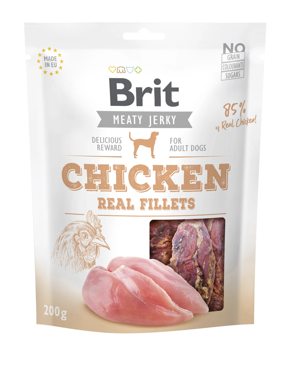 Brit Jerky Beef & Chicken - 85% meat for adult dogs 80g