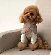 Winter dog jacket "Waffle" in beige with taupe fur