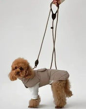 Winter dog jacket "Waffle" in beige with taupe fur