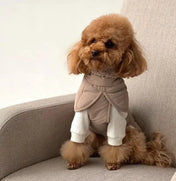 Winter dog jacket "Waffle" in beige with milky fur