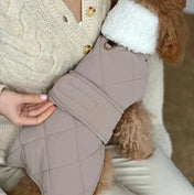 Winter dog jacket "Waffle" in beige with milky fur
