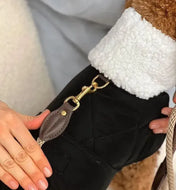 Winter dog jacket "Waffle" in black with milky fur