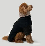 Winter dog jacket "Waffle" in black with milky fur