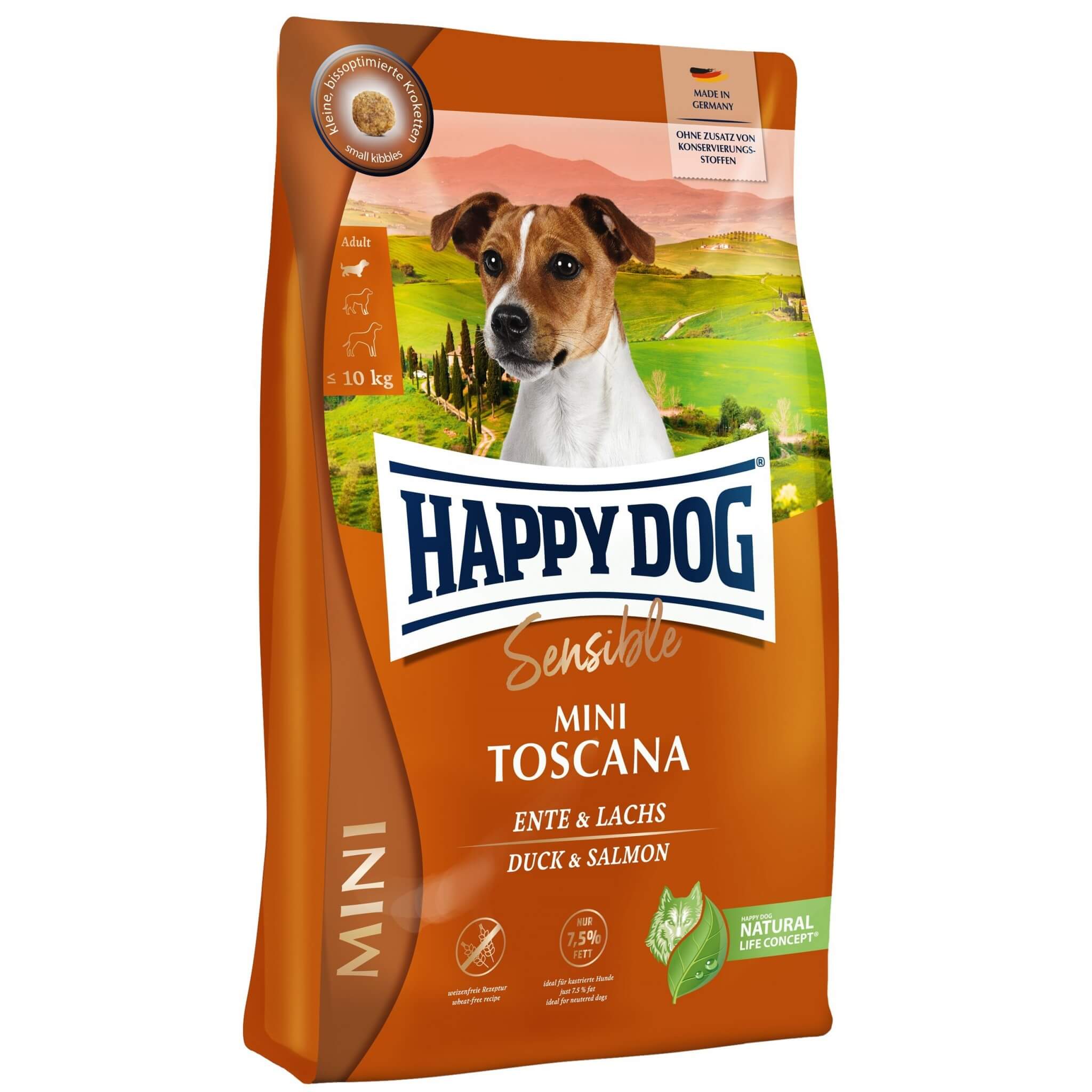 Happy Dog Mini Toscana 4kg – karma z kaczką i rybą