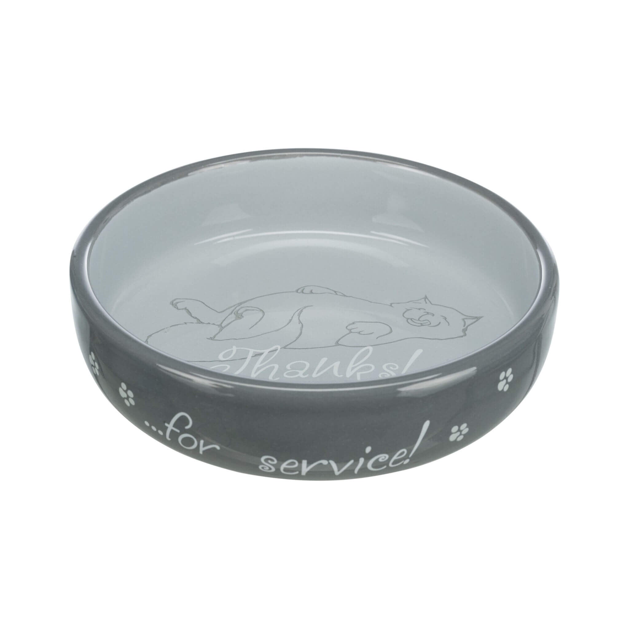 Ceramic cat bowl, gray, 0.3 l/15 cm