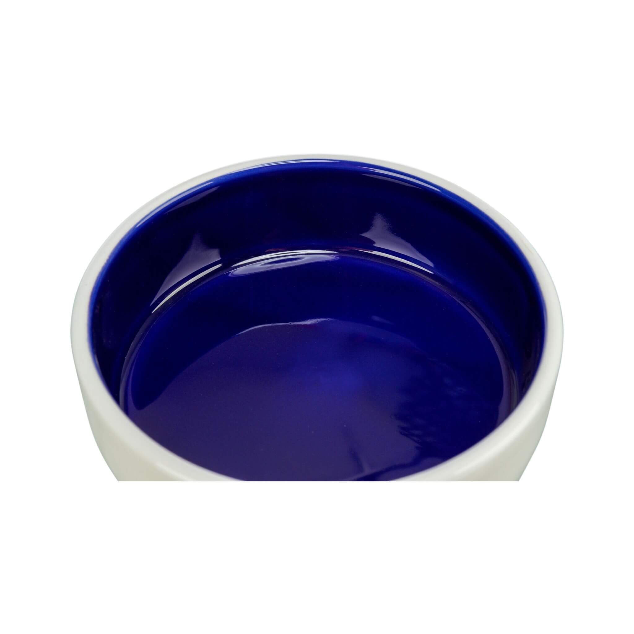 Miska ceramiczna dla kota 0.25 l, ø12,5 cm, kremowo-niebieska