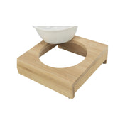 Biała miska ceramiczna na stojaku 0,25 l – bambus