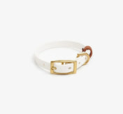 Dog collar "BioThane" in white with light brown