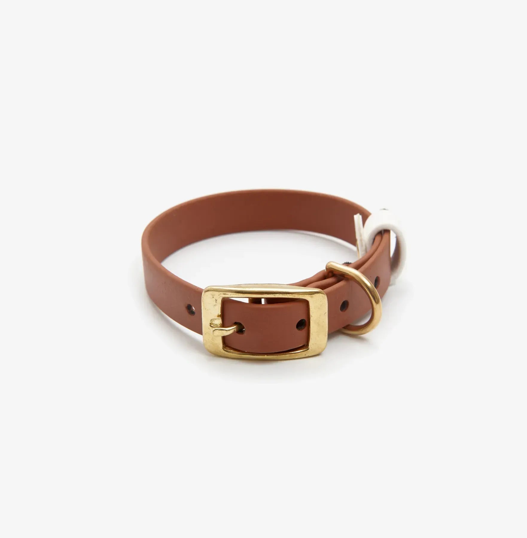 Dog collar "BioThane" in light brown with white