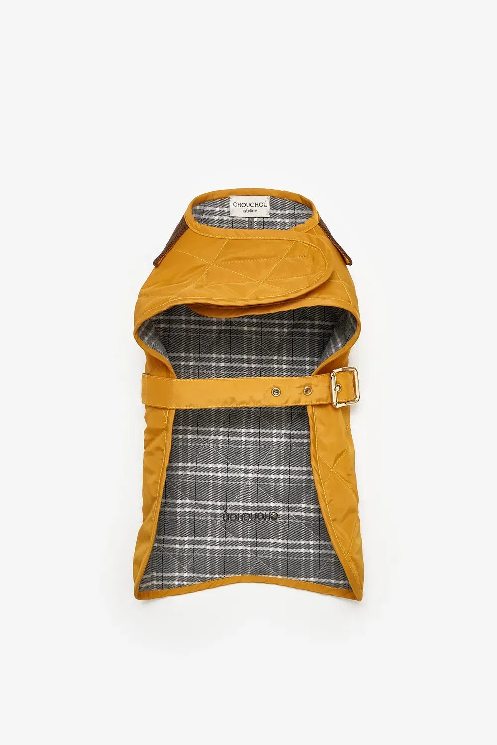 Kurtka przeciwdeszczowa dla psa w kolorze musztardowym