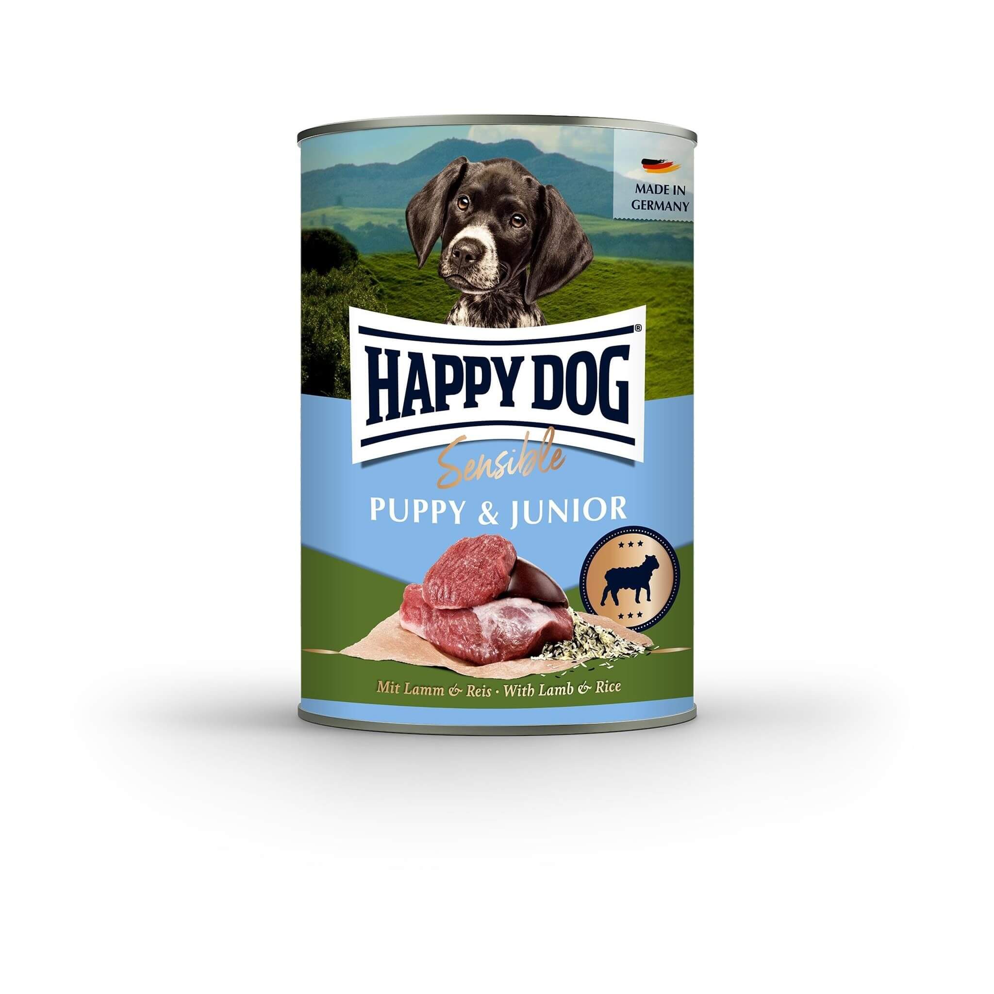Happy Dog Puppy Junior 400g – Lamb and Rice in a Can