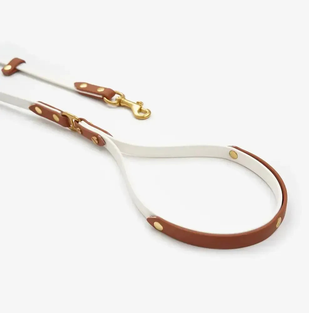 Dog leash "BioThane" - white with light brown