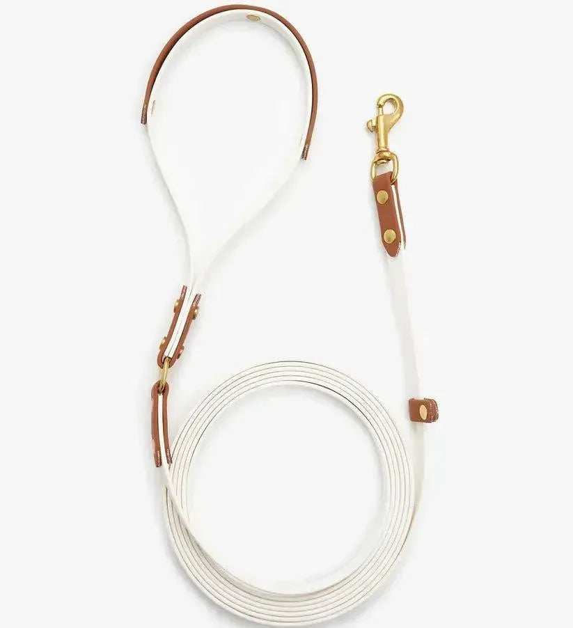 Dog leash "BioThane" - white with light brown
