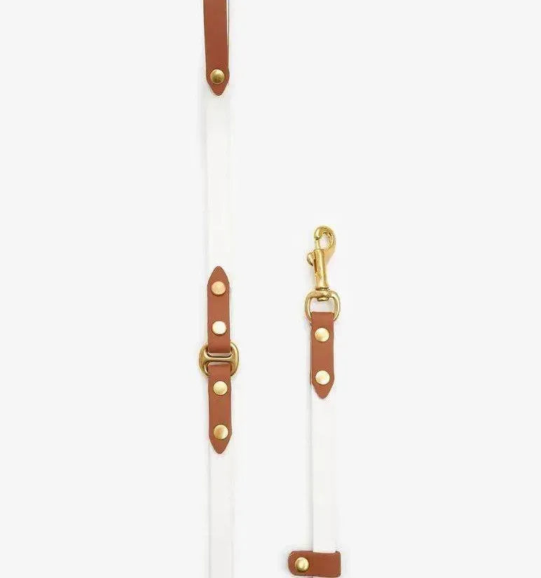 Dog leash "BioThane" - white with light brown