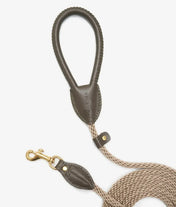 Luxury Classy dog leash olive with beige rope - handmade, premium