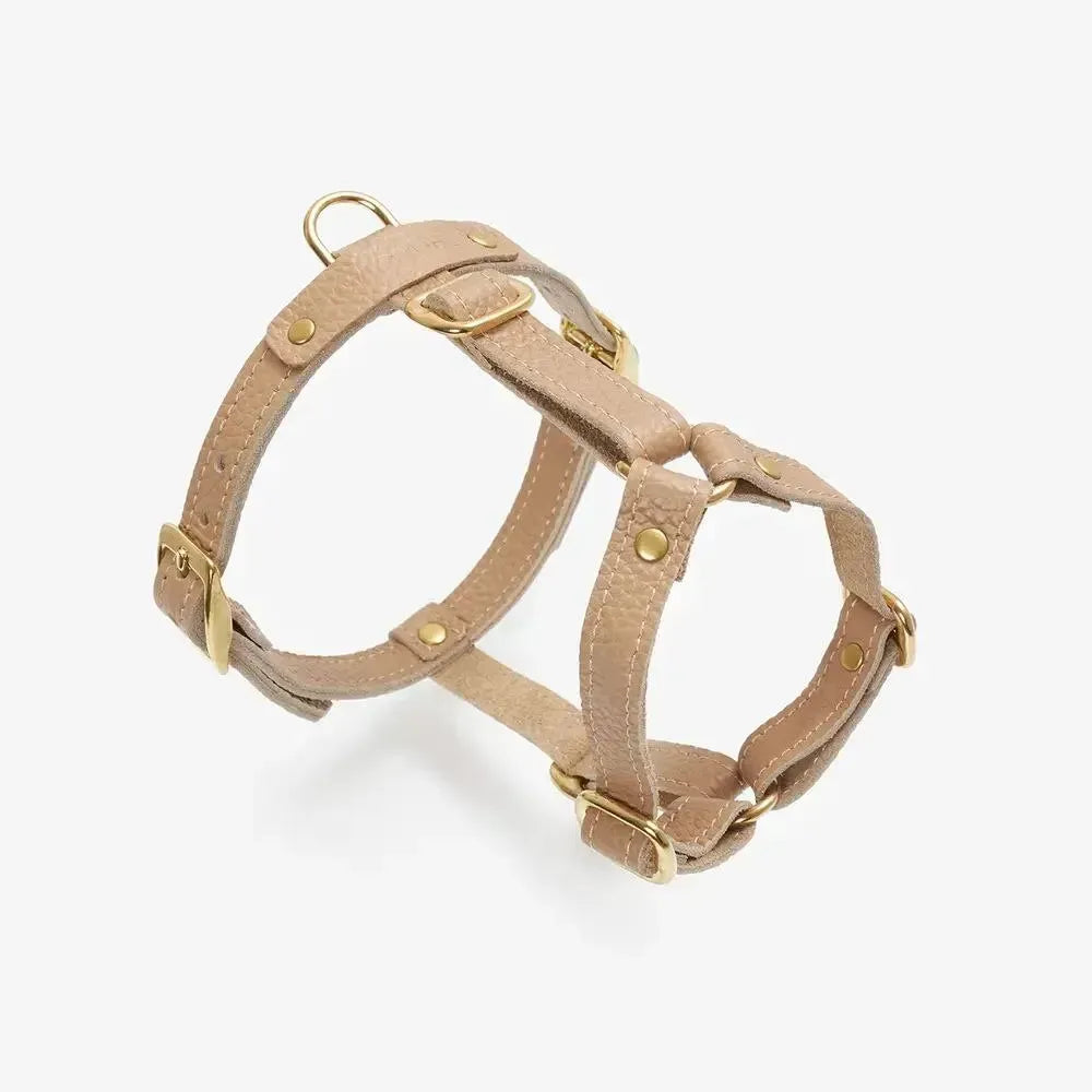 Caviar luxury harness beige - handcrafted from Italian premium leather