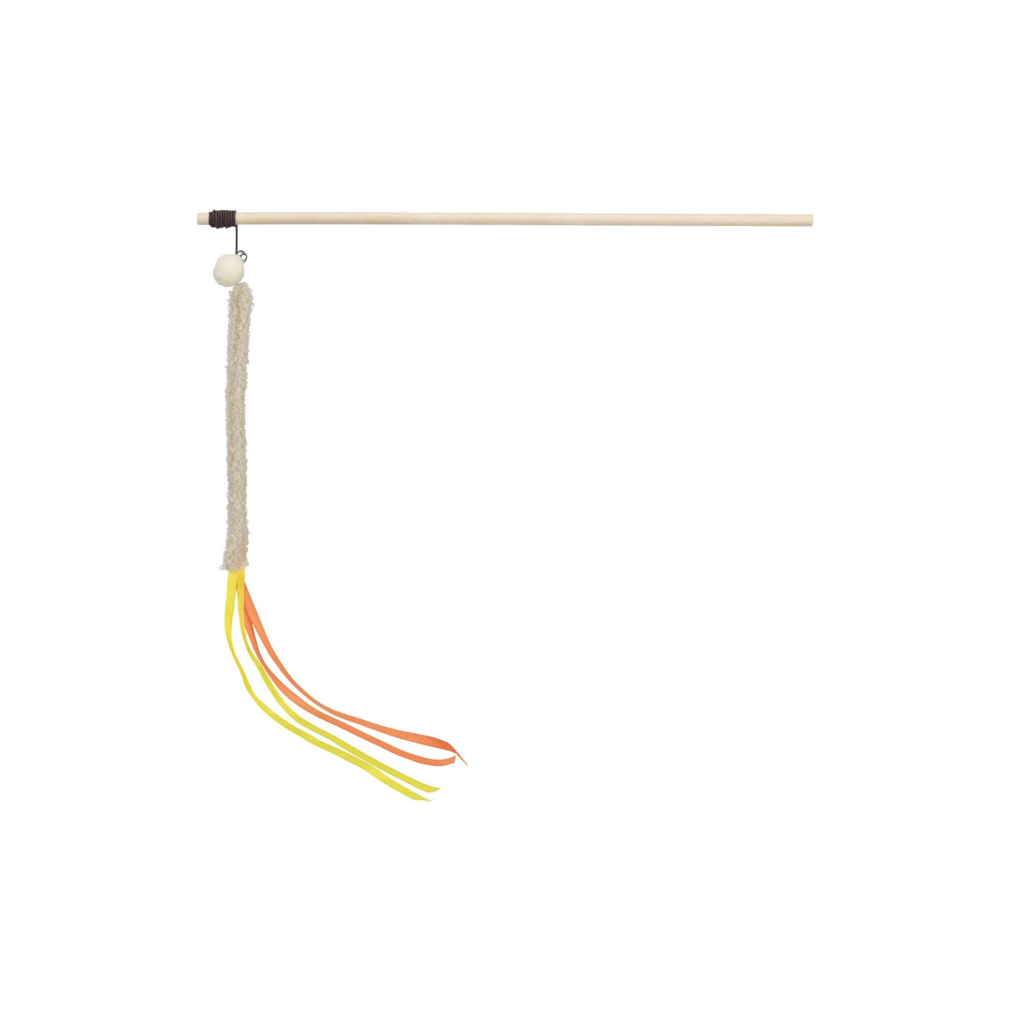 Wędka dla kota z piórkiem – plastik, plusz, drewno – 40 cm