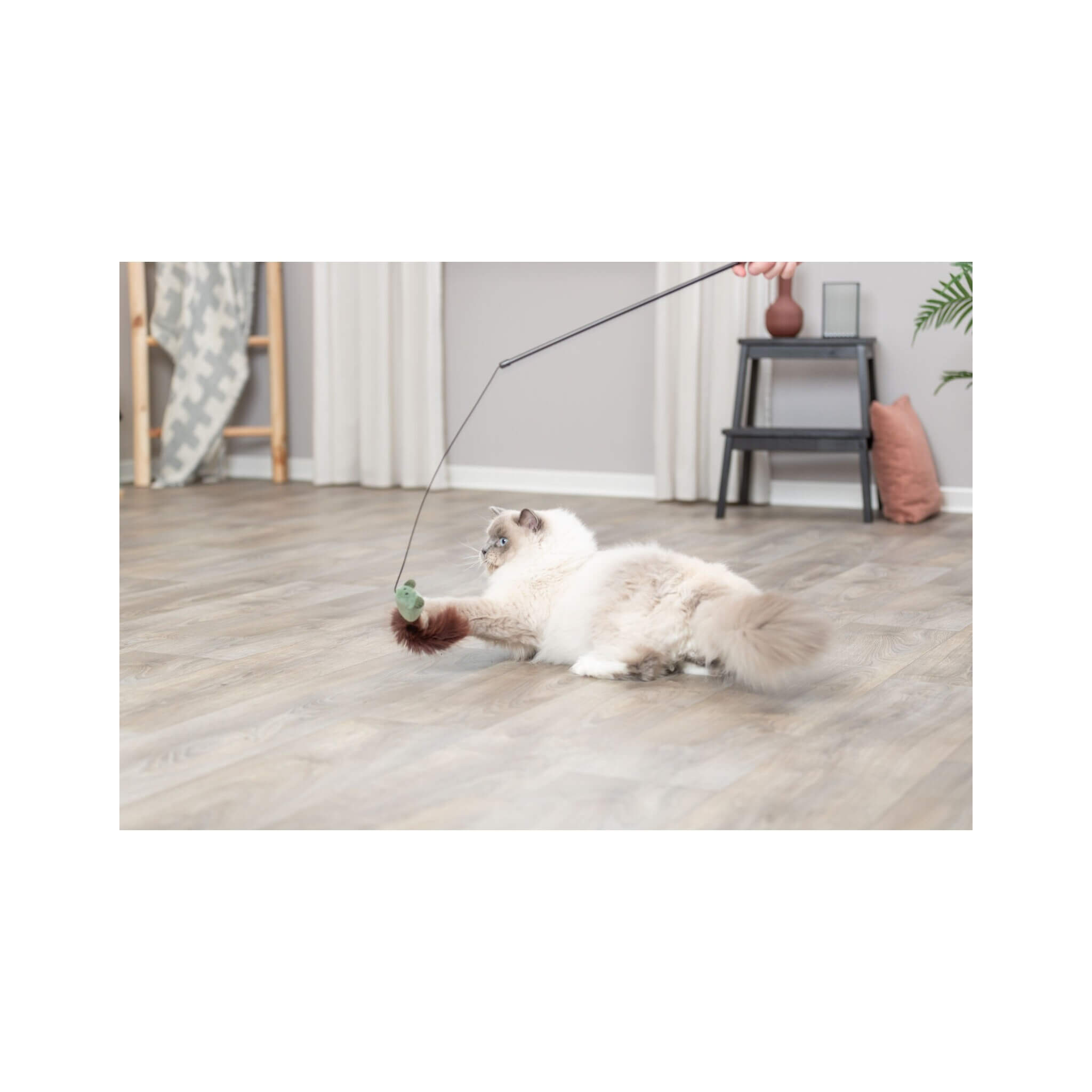 Fishing rod with mouse for cat - interactive toy 46 cm