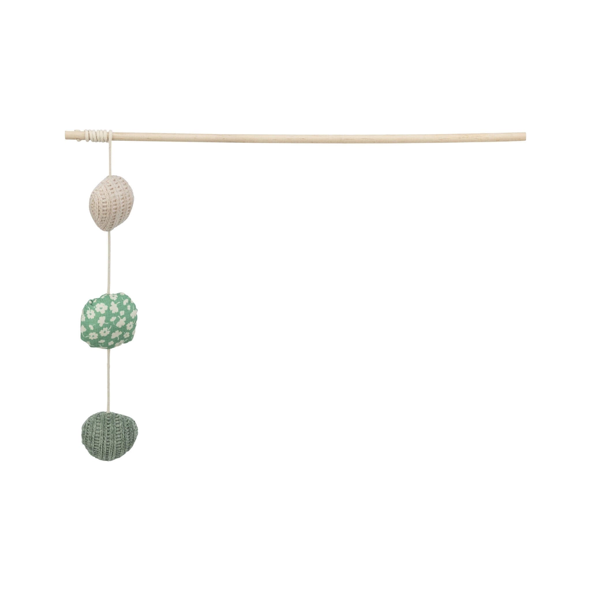 Wędka dla kota z 3 piłkami i kocimiętką – 48 cm