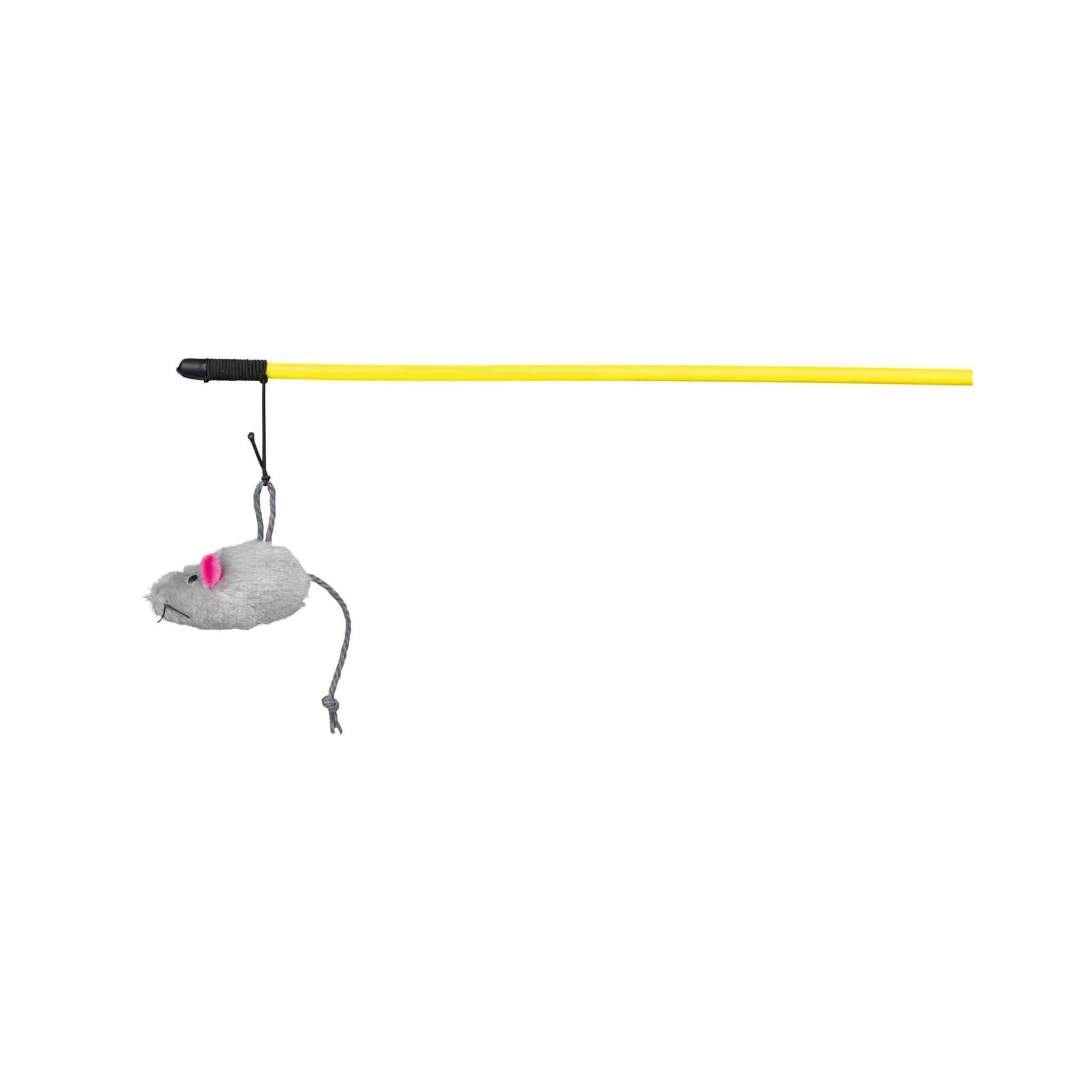 Toy mouse in fur on a fishing rod, 50 cm