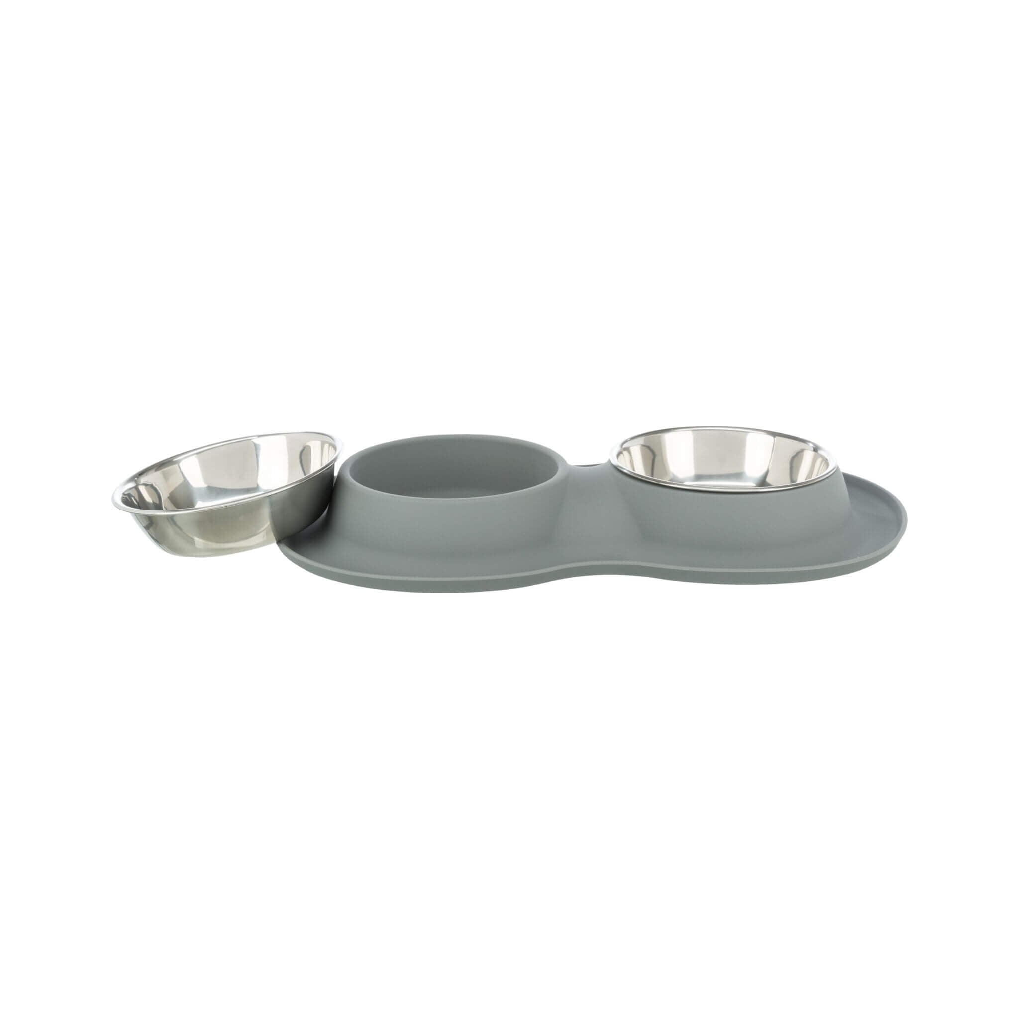 Set of silicone-steel bowls 2×0.4 l for dogs/cats