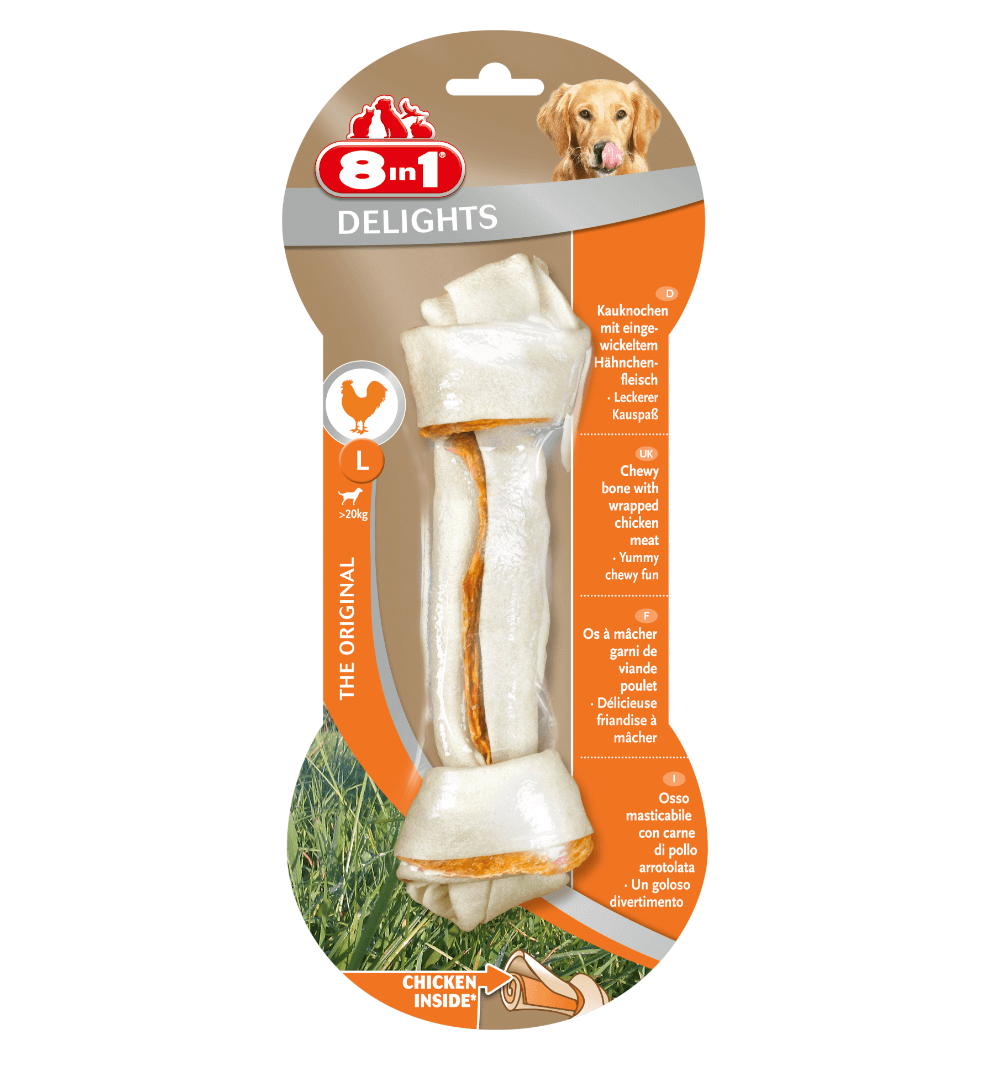 8in1 Dog treat bone with chicken flavor Delights L 1 pc.