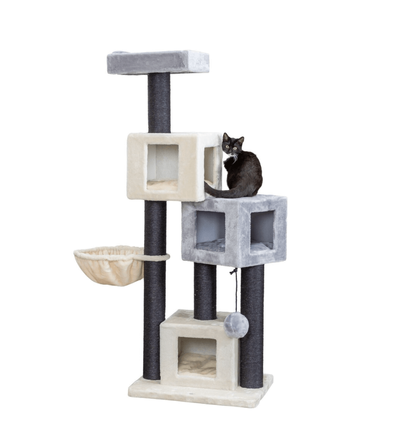 Enzo 156 cm cat scratching post with bed – cream/gray