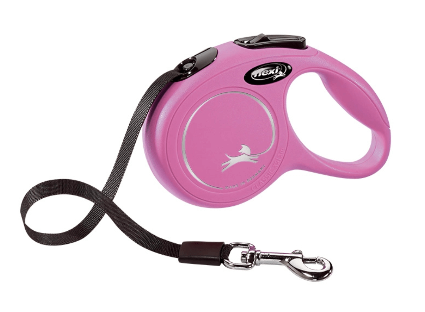 FLEXI Automatic dog leash NEW CLASSIC tape 3m and 5m pink