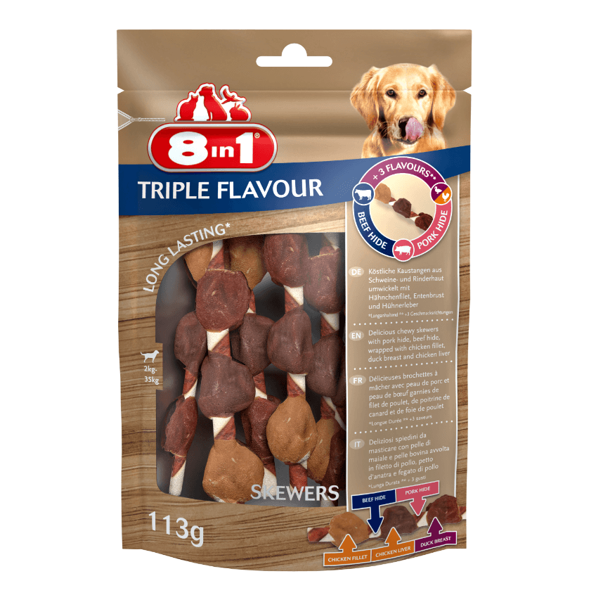 8in1 Triple Flavour - meat skewers for a dog, 6 pcs.