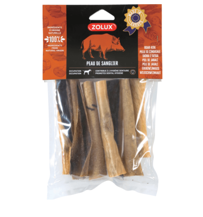 Zolux Delicatura naturale per cinghiale per cani in pelle di cinghiale 15 cm 200 g