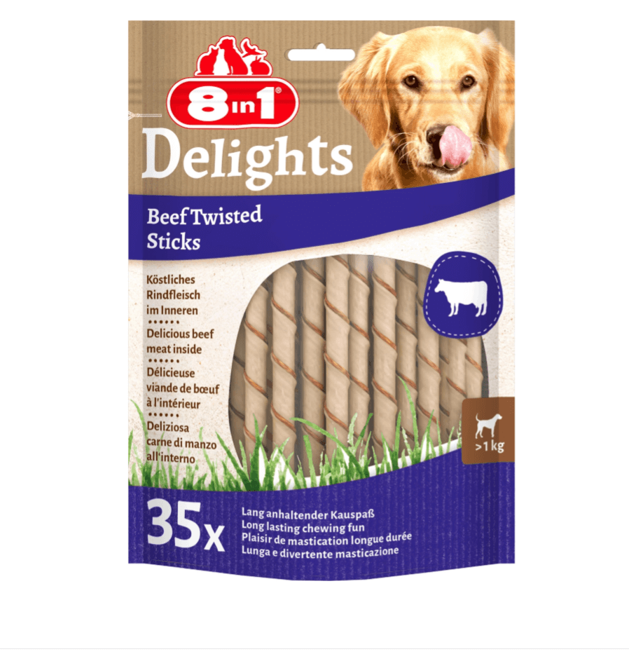 8in1 Delights Beef Twist Sticks - 35 pcs for a dog