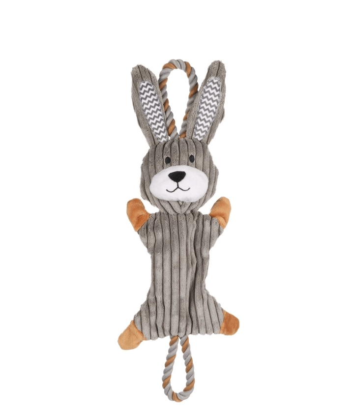 Flamingo rabbit Gommy - a plush toy with a rope and sound