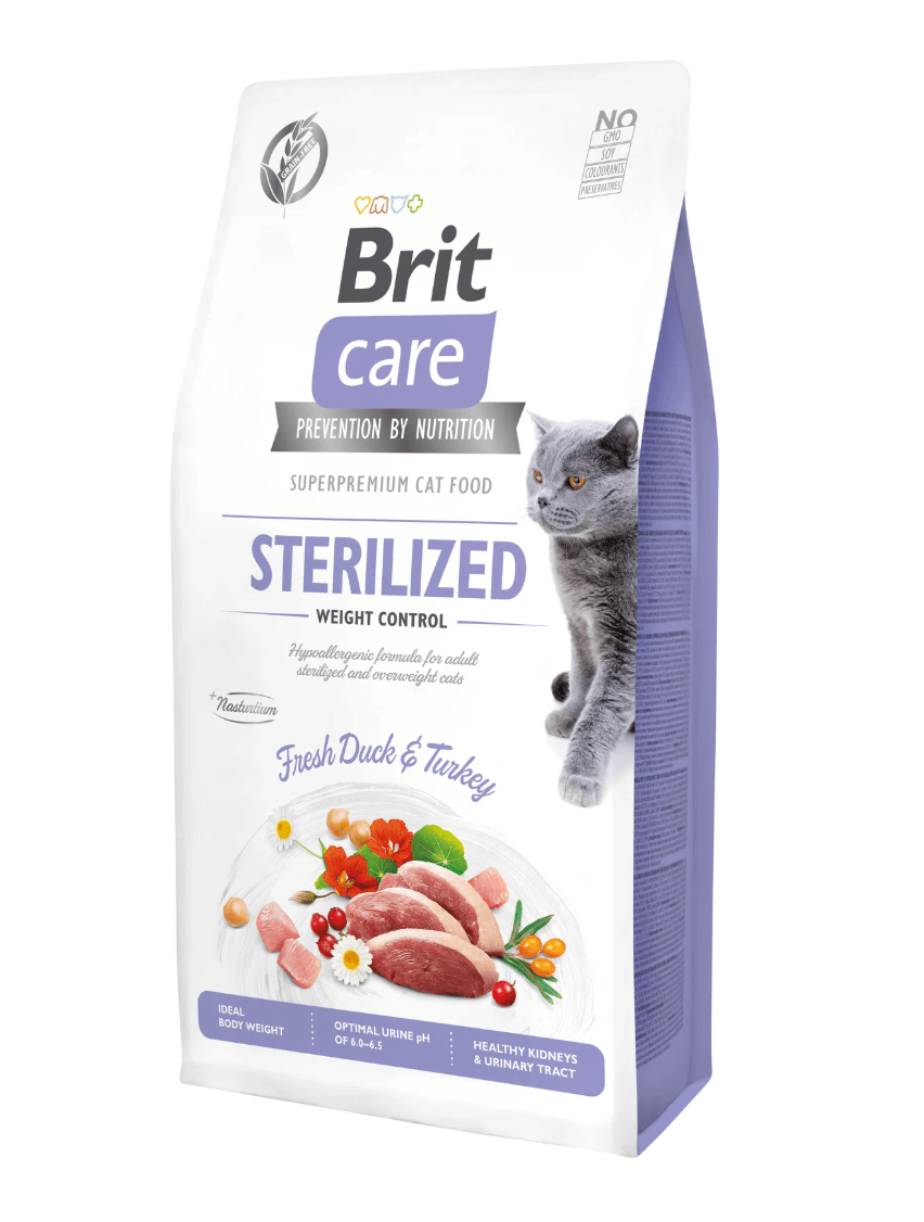 Brit Care cat sterilized - duck and turkey, weight control and healthy urine