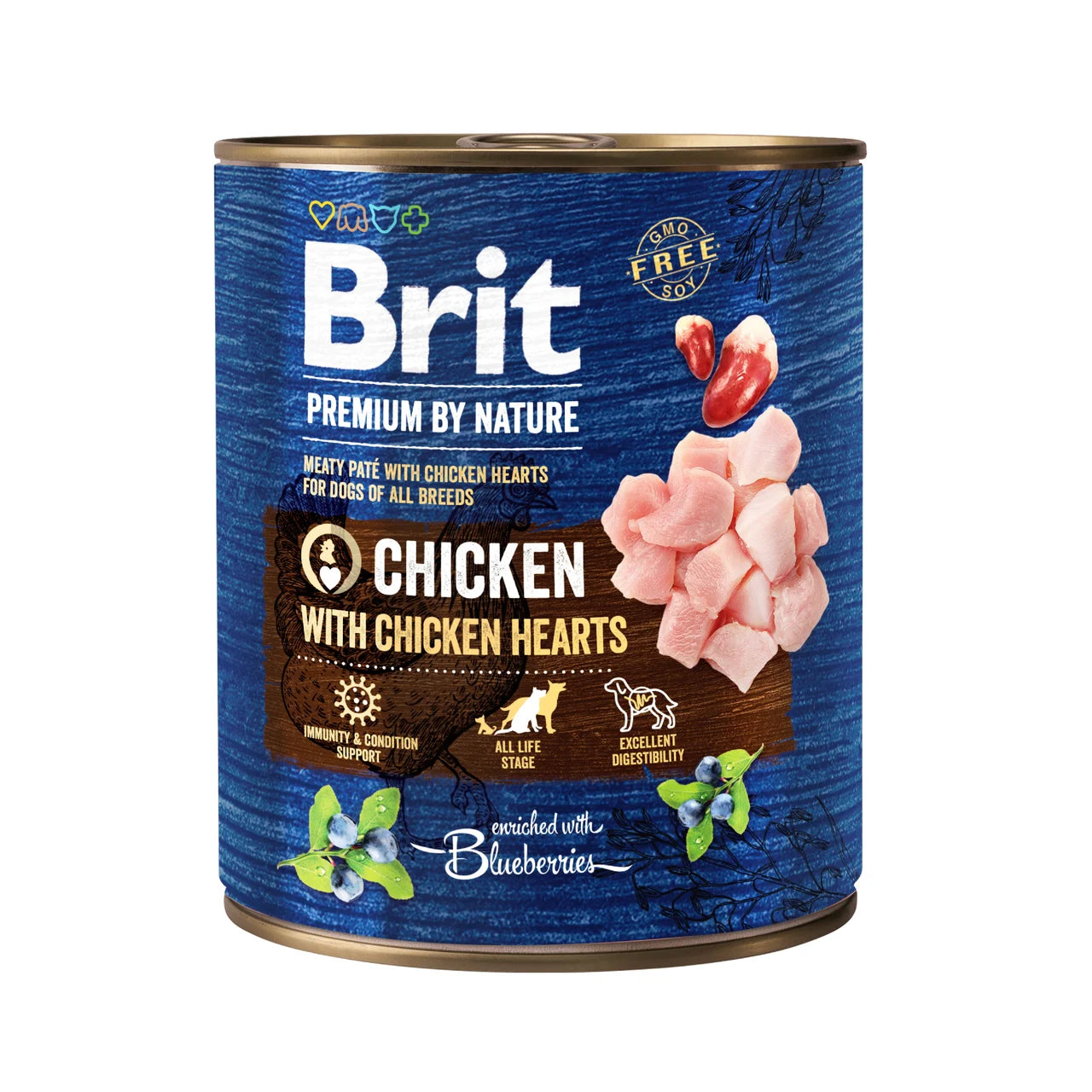Brit Chicken with Hearts - Blueberry pate for dogs 800g