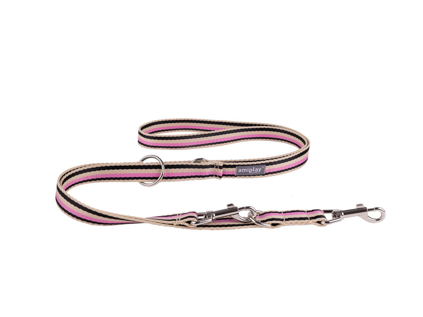 Dog leash Adjustable 6in1 Amiplay Popular in Black and Pink