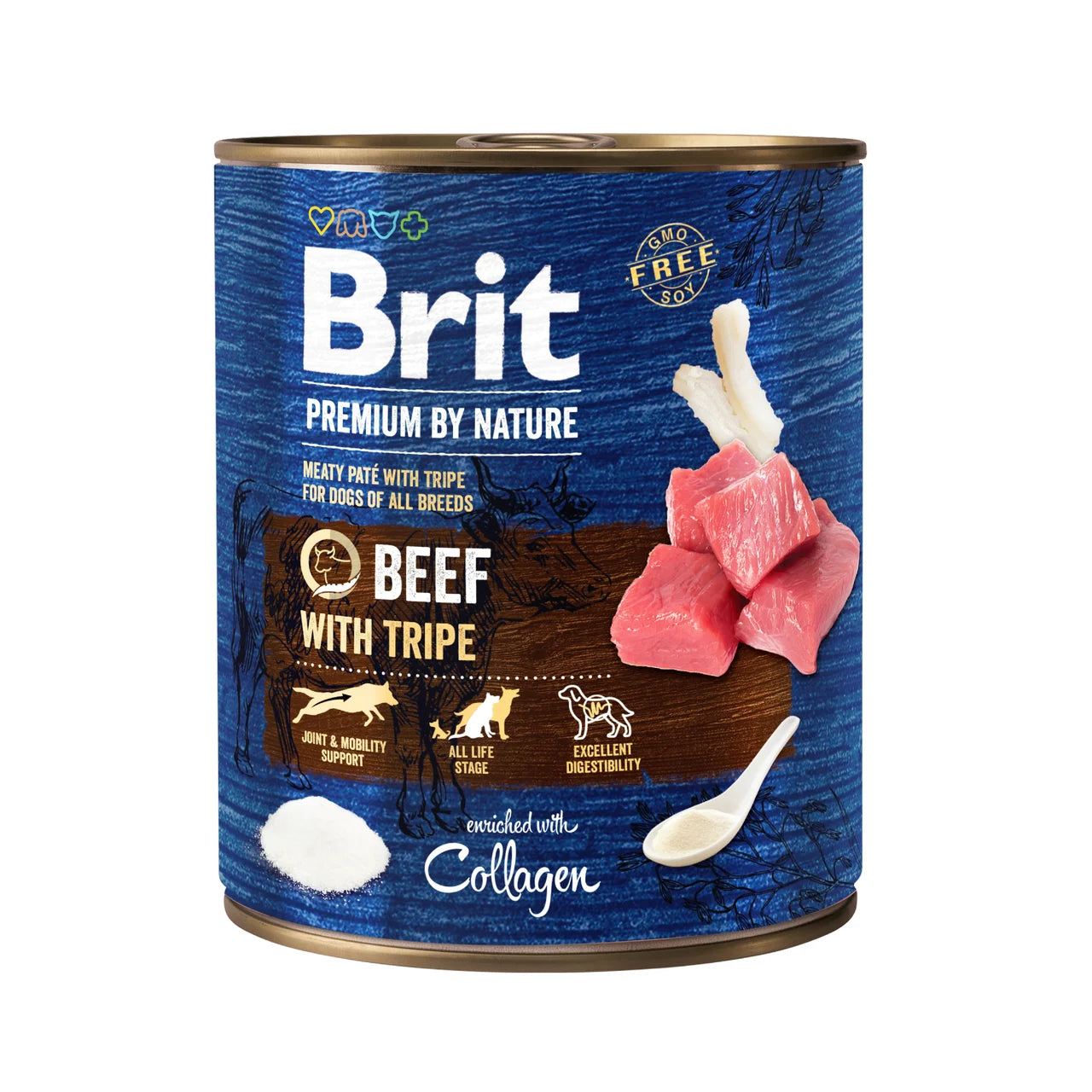 Brit Beef with Tripe - pate with collagen for dogs 800g
