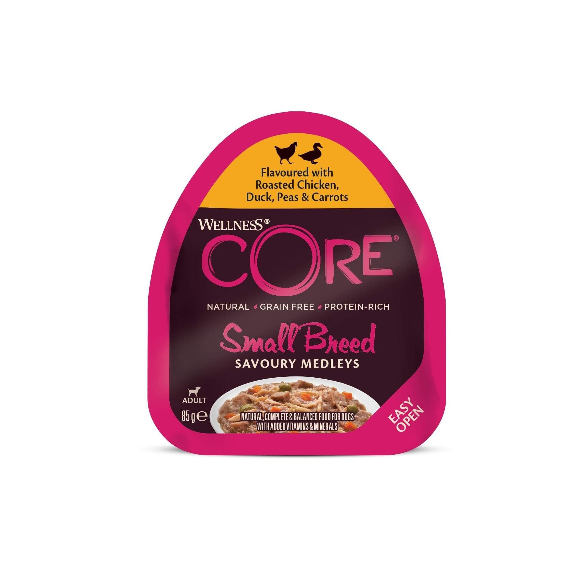 core-small-breed-savoury-medleys-karma-mokra-dla-doroslych-psow-malych-ras-kurczak-kaczka-groch-i-marchew-85g-szalka.jpg