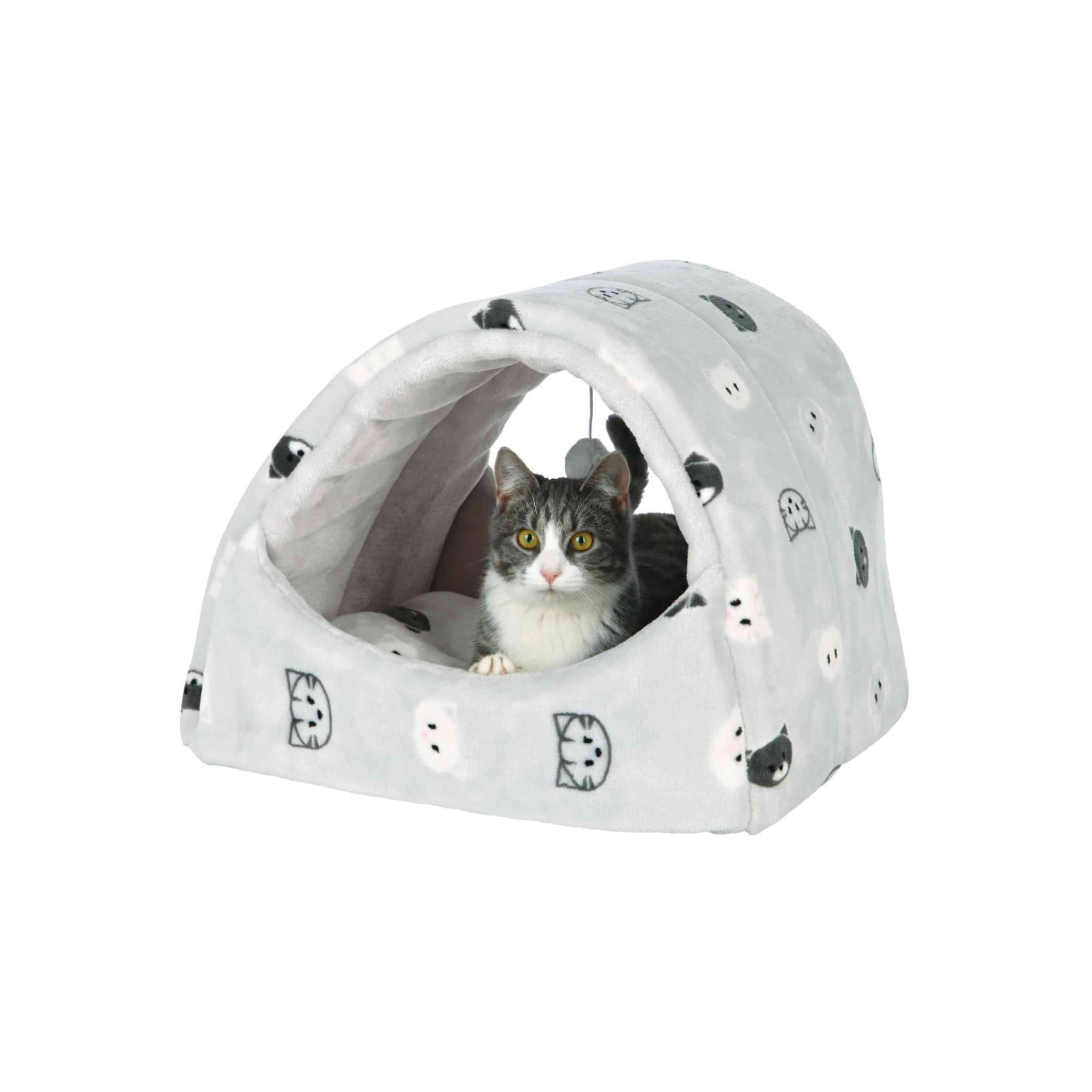 Mimi Plush Cat House, Gray, 42 × 35 × 35 cm