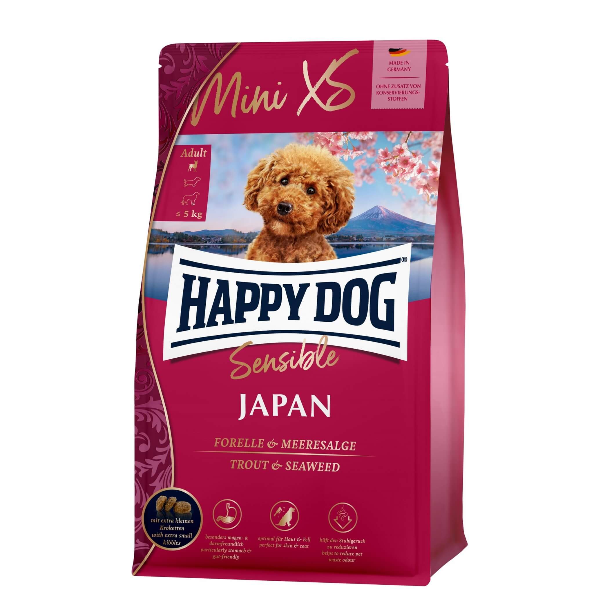 Happy Dog Mini XS Japan – trout and algae, 300 g