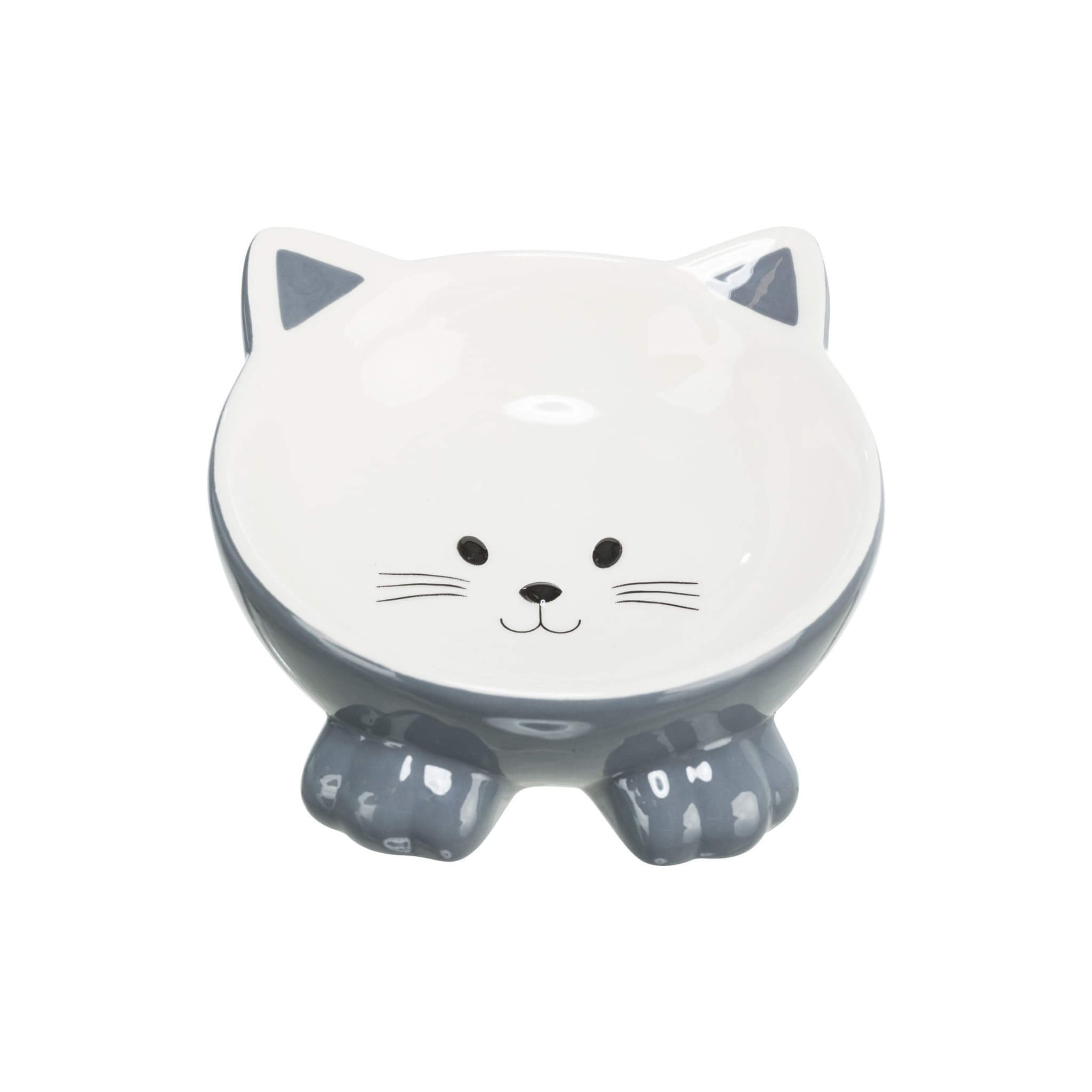 Gray ceramic cat bowl 0.15 l - tall