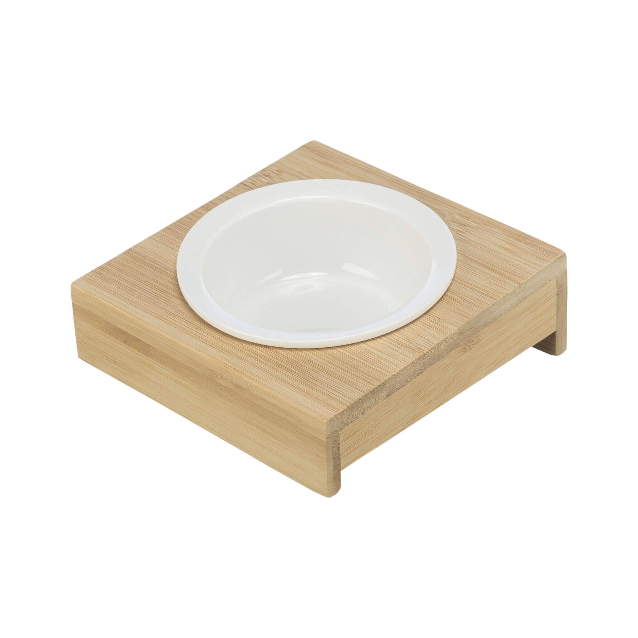 White ceramic bowl on stand 0.25 l - bamboo