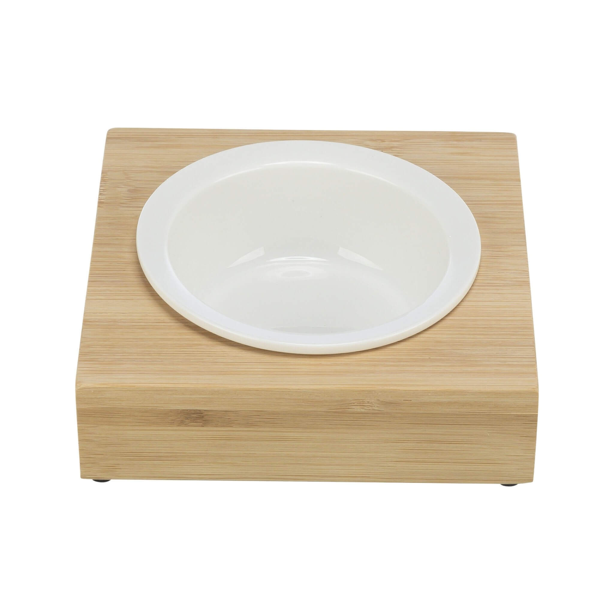 White ceramic bowl on stand 0.25 l - bamboo