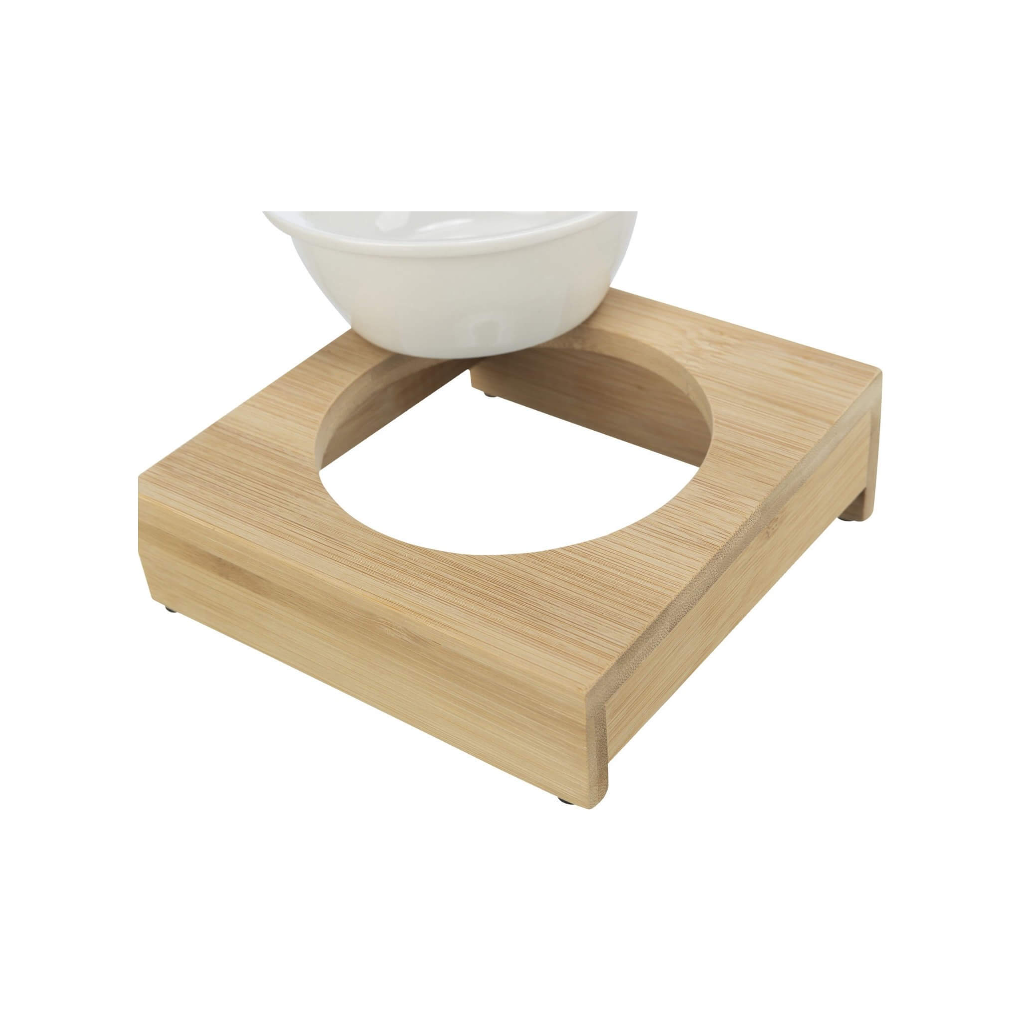 White ceramic bowl on stand 0.25 l - bamboo